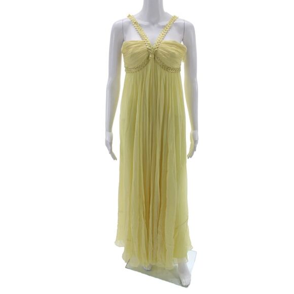 BCBG Max Azria Dresses & Skirts - BCBG Max Azria Womens Maxi Dress Yellow 100% Silk Sweetheart Sleeveless Size 2